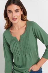 LTS Tall Green Cotton Henley Top | Long Tall Sally 2