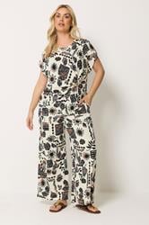 YOURS Plus Size Natural Brown Summer Print Crinkle Grown On Sleeve Top | Yours Clothing 3