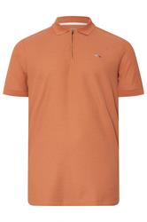 BadRhino Big & Tall Orange Waffle Texture Zip Polo Shirt