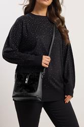 Black Faux Suede Cross Body Bag | Yours Clothing 1