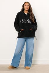 YOURS Plus Size Black 'St Moritz' Teddy Borg Fleece | Yours Clothing 2