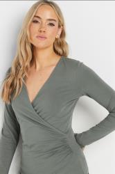 LTS Tall Grey Long Sleeve Wrap Top | Long Tall Sally 4