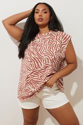 YOURS Plus Size Orange Zebra Print Oversized Boxy Vest Top | Yours Clothing 1