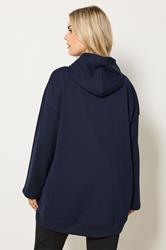 YOURS Plus Size Navy Blue Seam Detail Hoodie | Yours Clothing 2