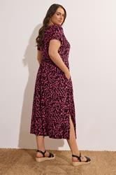 EVANS Plus Size Pink Leopard Print Metal Trim Midaxi Dress | Evans 2