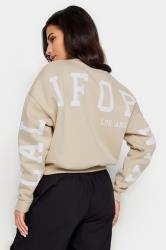 PixieGirl Petite Womens Stone Brown 'California' Slogan Cropped Sweatshirt | PixieGirl 5
