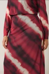 EVANS Plus Size Burgundy Red Abstract Print Mesh Midi Skirt | Evans  4