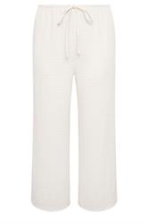 YOURS Curve Ivory White Textured Wide Leg Trousers