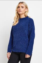 PixieGirl Petite Women's Royal Blue Chenille High Neck Jumper | PixieGirl  3