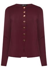 LTS Tall Burgundy Red Button Cardigan
