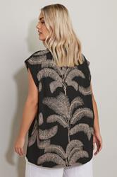 YOURS Plus Size Black Palm Print Boxy T-Shirt | Yours Clothing 2