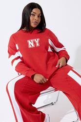 LIMITED COLLECTION Plus Size Red 'NY' Stripe Sweatshirt | Yours Clothing 3