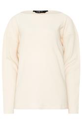 LTS Tall Cream Ribbed Soft Touch Batwing Top