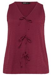 YOURS Curve Red Textured Bow Waistcoat