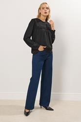 LTS Tall Black Woven Frill Blouse | Long Tall Sally 1