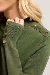 M&Co Petite Fern Green Button Detail Turtle Neck Jumper | M&Co 5