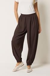 M&Co Chocolate Brown Balloon Leg Trousers | M&Co 3