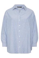 YOURS Curve Blue Stripe Linen Shirt