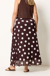 YOURS Plus Size Chocolate Brown Polka Dot Mesh Skirt | Yours Clothing 2