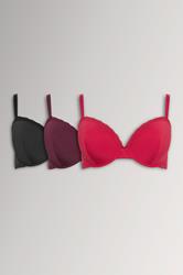 YOURSET 3 PACK Plus Size Red & Purple Lace Trim Padded Bras | Yours Clothing 3