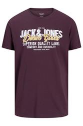 JACK & JONES Big & Tall Plum Purple Logo Chest Print T-Shirt