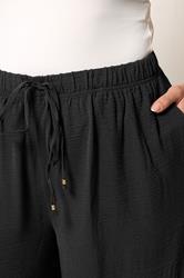 YOURS Plus Size Black Wide Leg Twill Trousers | Yours Clothing 4