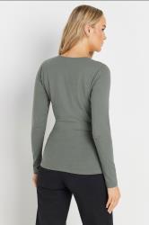 LTS Tall Grey Long Sleeve Wrap Top | Long Tall Sally 2
