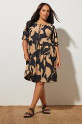 YOURS Plus Size Black Floral Tie Neck Mini Dress | Yours Clothing 3