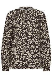 LTS Tall Black Abstract Leaf Placket Button Shirt