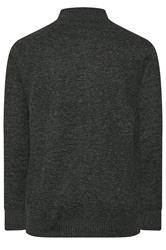 D555 Big & Tall Charcoal Grey Marl Zip Through Knitted Jumper | BadRhino 5