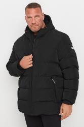 BadRhino Big & Tall Black Hooded Logo Puffer Jacket | BadRhino 1