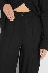 LTS Tall Black Linen Pleated Wide Leg Trousers | Long Tall Sally 4