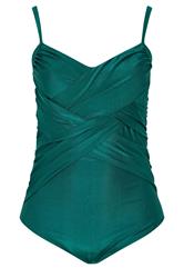 YOURS Curve Teal Green Crossover Super Sculpt Swimsuit