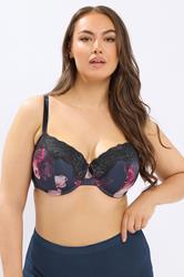 YOURSET 2 PACK Plus Size Navy Blue Floral Print T-Shirt Bras | Yours Clothing 2