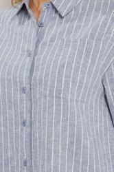 LTS Tall Blue Stripe Cotton Collared Shirt | Long Tall Sally  5