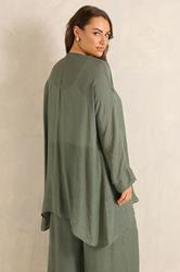 EVANS Plus Size Khaki Green Longline Cover-Up Cardigan | Evans 4