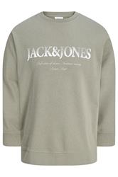 JACK & JONES Big & Tall Vetiver Brown Printed Crew Neck Sweatshirt | BadRhino 2