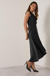LTS Tall Women's Black Wrap Frill Dress | Long Tall Sally 1