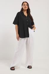YOURS Plus Size Black Relaxed Linen Shirt | Yours Clothing 1