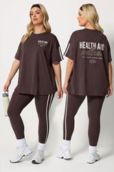 YOURS ACTIVE Plus Size Chocolate Brown 'Health & Wellness' T-Shirt | Yours Clothing 3
