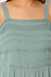 YOURS Plus Size Sage Green Cheesecloth Pleated Tiered Dress | Yours Clothing 4