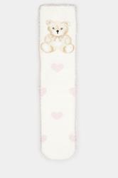 YOURSET 2 PACK Curve White & Pink Teddy Bear Fluffy Bed Socks | Yours Clothing 7
