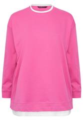 YOURS Plus Size Pink 2-In-1 Crew Neck Sweatshirt | Yours Clothing 5
