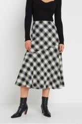 LTS Tall Black Check Print Tiered Midi Skirt | Long Tall Sally 2