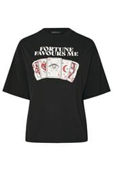 LIMITED COLLECTION Curve Black 'Fortune Favours Me' Slogan T-Shirt