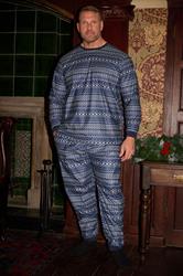 BadRhino Big & Tall Navy Blue Fairisle Pyjama Set | BadRhino 3