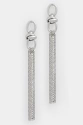 Silver Tone Diamante Chain Tassel Earrings | Yours Clothing 3