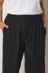 YOURS Plus Size Black Cropped Twill Culottes | Yours Clothing 4
