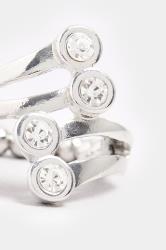 Silver Tone Diamante Stretch Ring | Yours Clothing 2