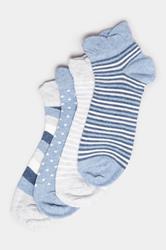 YOURSET 4 PACK Plus Size Blue Tonal Stripe Ankle Socks | Yours  3